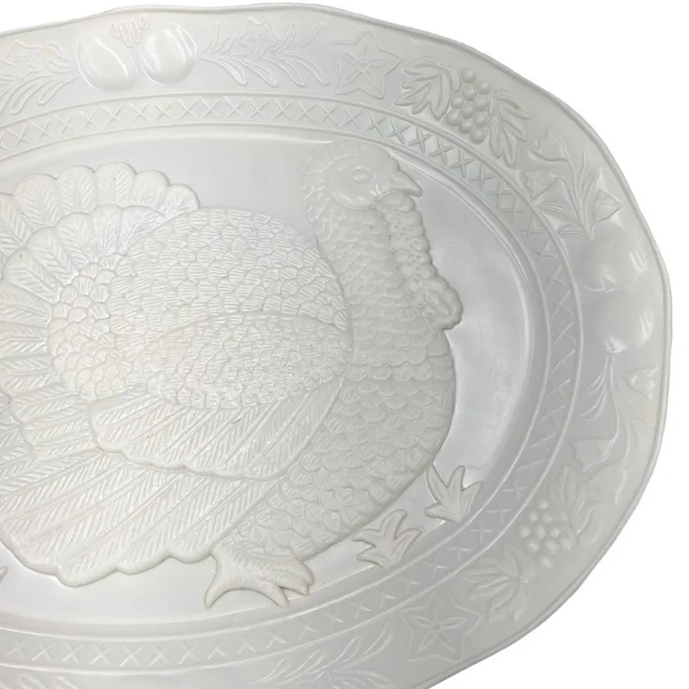 Vintage White Himark/Chesapeake Oval Turkey Serving Platter 17” x 13”